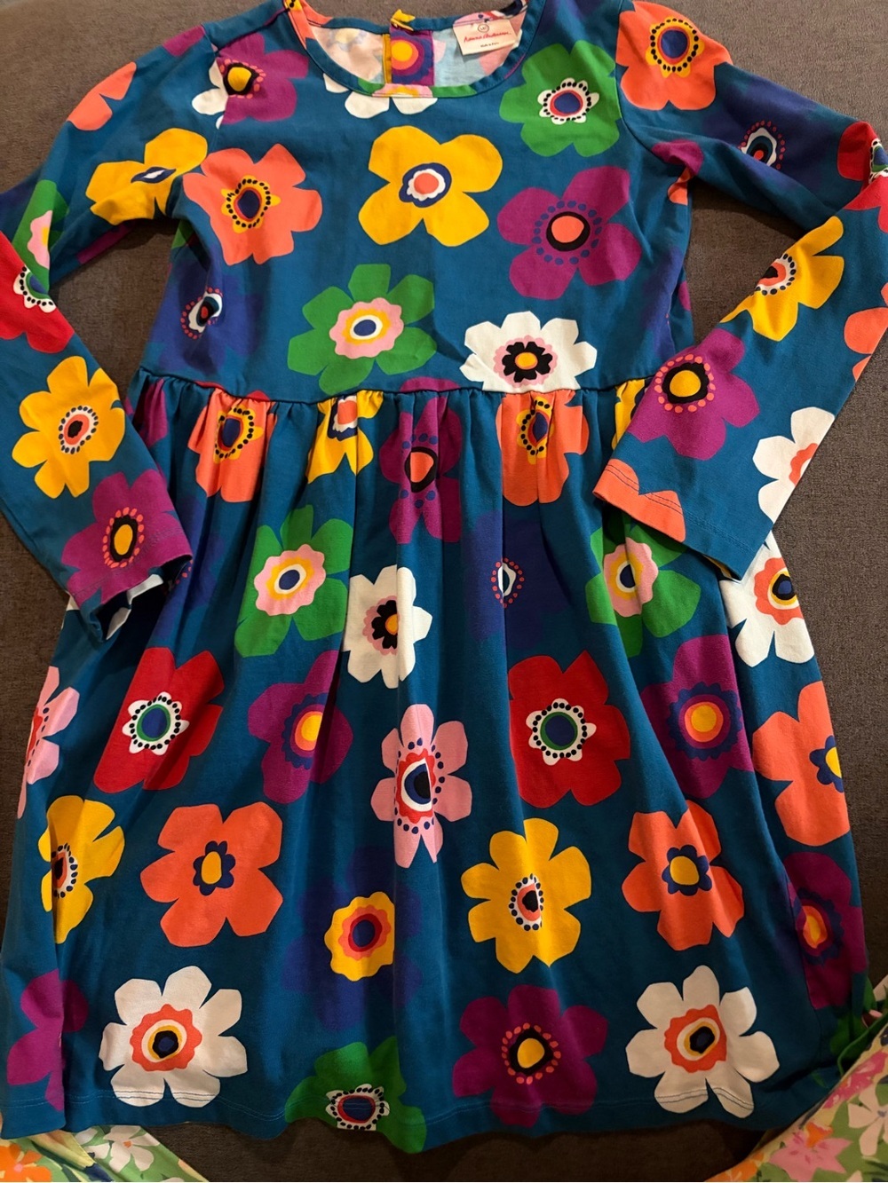 Hanna Andersson Teal Floral Long-Sleeve Dress